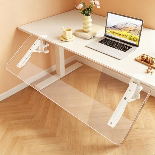 Acrylic Desktop Extension Board,No Drill Clamp-On Desktop Extension Shelf