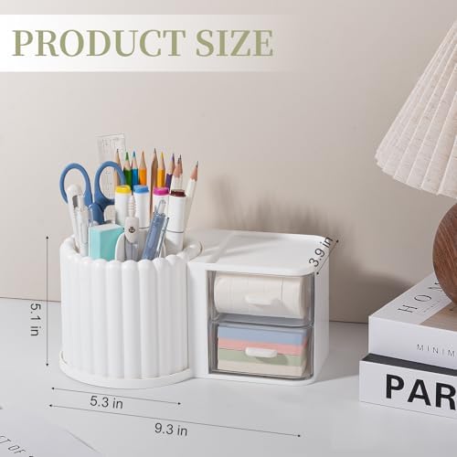 Anyoifax Rotating Pen Holder for Desk Removable Pencil Cup, Large White