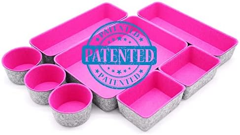 Welaxy 8pc Desk Drawer Organizer Bin Jewelry Office Catchall Tray Hot Pink