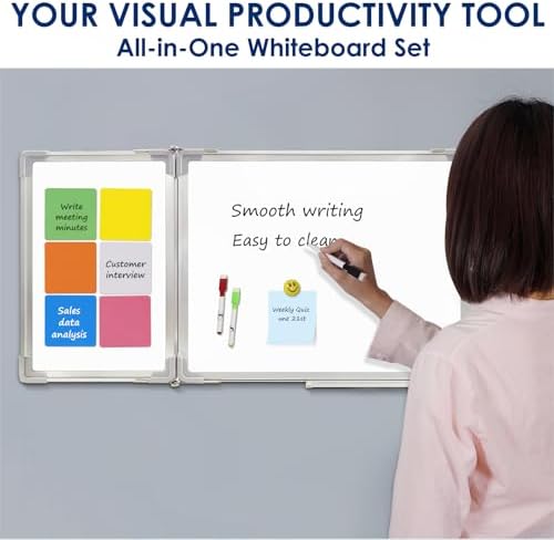 Whiteboard Set, 47x18 in White Board Dry Erase for Wall with Magnetic Notes
