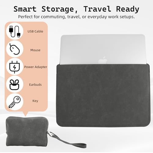 13.3-14 Inch Laptop Sleeve Case with Stand Feature,Matte PU Leather