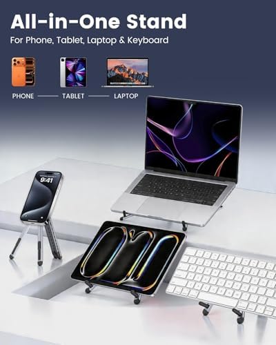 LENTION Laptop Stand, Magnetic Foldable 8-Level Adjustable MagSafe Riser