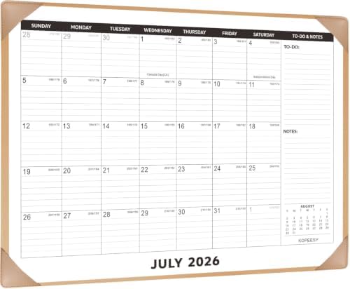 KOPEESY Desk Calendar 2026-2027 with Protective Mat 22" x 17"