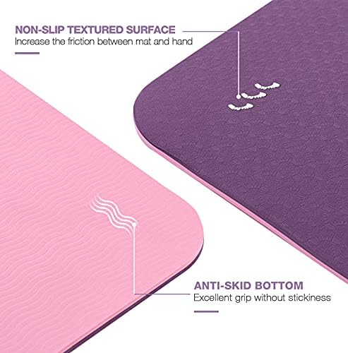UMINEUX Large Yoga Mat for Men and Women 1/4 & 2/5 Inch Extra Thick TPE Fitness Mat for Home Gym Workout, Non-Slip, Eco Friendly Exercise Mat for Yoga, Pilates, Stretching, Meditation