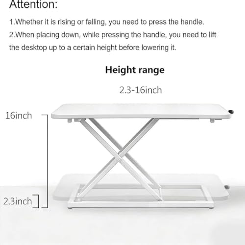 Height Adjustable Standing Desk White Converter Keyboard Riser 23.6 Inch
