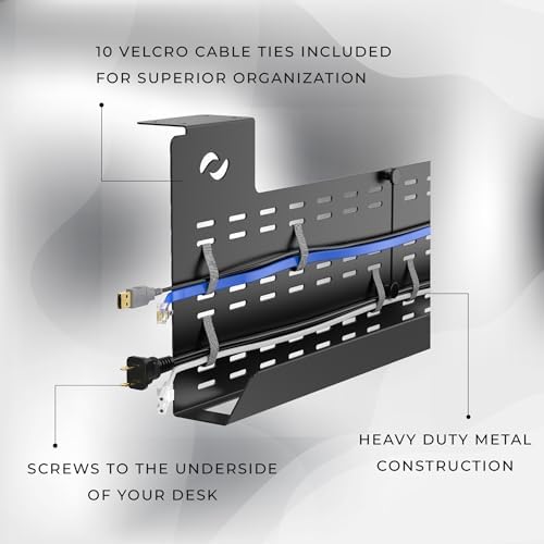 HumanCentric Under Desk Cable Management Tray & Cord Raceway, Black