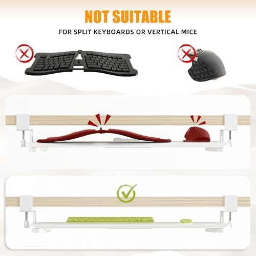 Under Desk Keyboard Tray, Pull-Out Drawer&Holder with C-Clamp 25.6"x11.8"