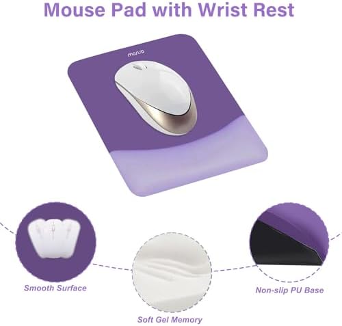 MOSISO Wrist Rest Support Mouse Pad & Keyboard Set, Imperial Purple