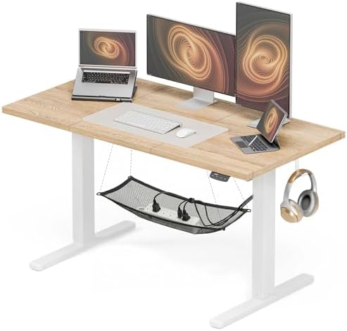 Acrolix 48x24 Electric Standing Desk with Cable Net, Oak