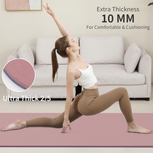 PAIDU POE Yoga Mat （10mm）Extra Thick Fitness Mat 72"x24" with Carry Strap