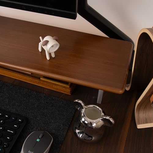 Bamboo Monitor Stand Riser, Brown Desk Shelf with Acrylic Legs