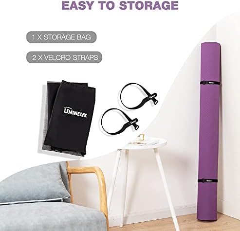 UMINEUX Large Yoga Mat for Men and Women 1/4 & 2/5 Inch Extra Thick TPE Fitness Mat for Home Gym Workout, Non-Slip, Eco Friendly Exercise Mat for Yoga, Pilates, Stretching, Meditation