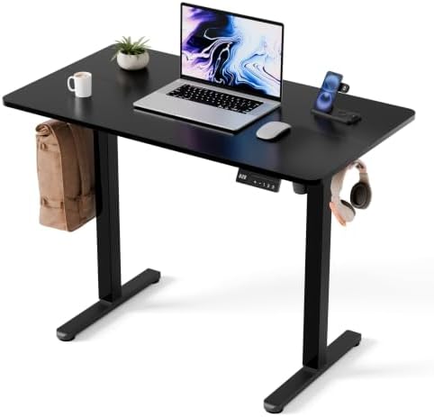 Electric Standing Desk, 40" x 24" Small Sit Stand Desk, Black