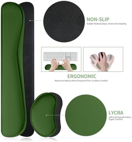 Keyboard and Mouse Pad, 3-in-1 Desk Mat Set Keyboard Wrist Rest