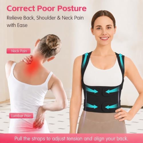 Posture Corrector for Women & Men, Adjustable Full Back Brace Support