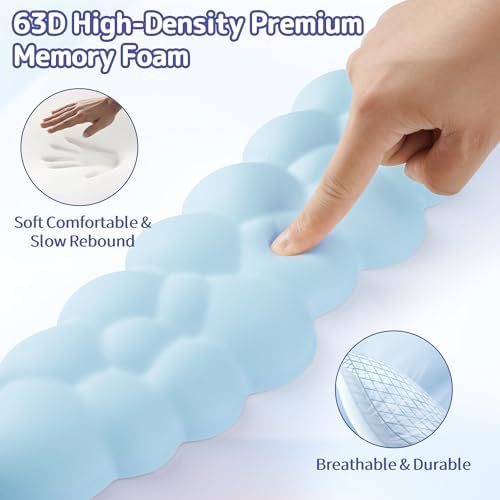 Sushret Cloud Wrist Rest Keyboard, Cloud Keyboard Wrist Pad Set with PU Leather Memory Foam, Cute Arm Rest for Palm Support, PC/Gaming Desk Accessories/Office Setup/Computer Hand Cushion - Blue