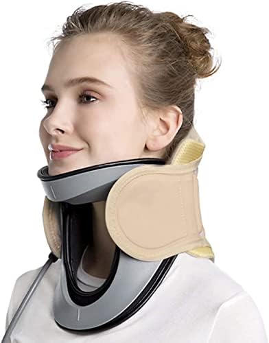Neck Traction Device, Neck Stretcher for Neck and Shoulder Pain Relief Neck Care Recover Tool Cervical Traction Device for Adults Students (Color : Beige)