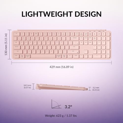 Keychron B6 Pro Ultra-Slim Full-Size Wireless Keyboard - Blossom Pink