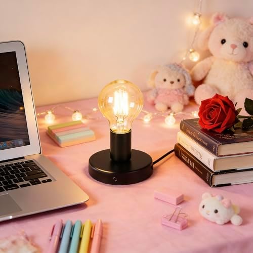 Table Lamp Base, E26/E27 Plug in Lamp Holder with Switch, Black, 2Pcs