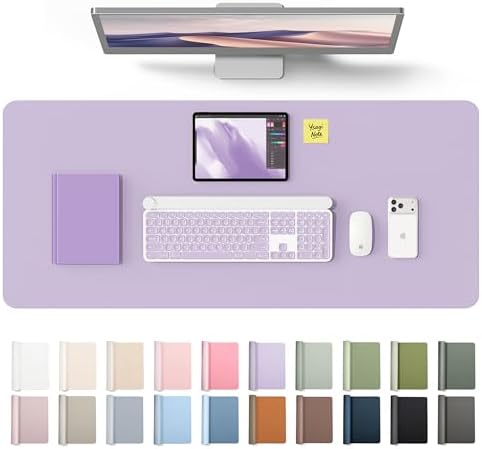 YSAGi Leather Desk Protector, Office Mat, Large Mouse Mat, Non-Slip PU Leather Blotter, Laptop Desk Mat, Waterproof Writing Pad for Office and Home(Light Purple, 42" x 17.2")