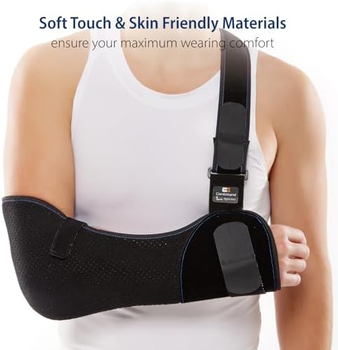 Comforband Duluxe Shoulder Immobilizer Arm Sling – Medical Sling with Adjustable Shoulder and Waist Straps for Torn Rotator Cuff, Clavical, Elbow, Forearm Injury (Small)