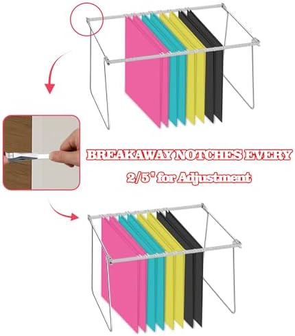 Heavy Duty Steel Hanging File Frame,Letter Size Hanging File Folder Frame,Adjustable Length 11" to 18",4 Packs(Without Folders)