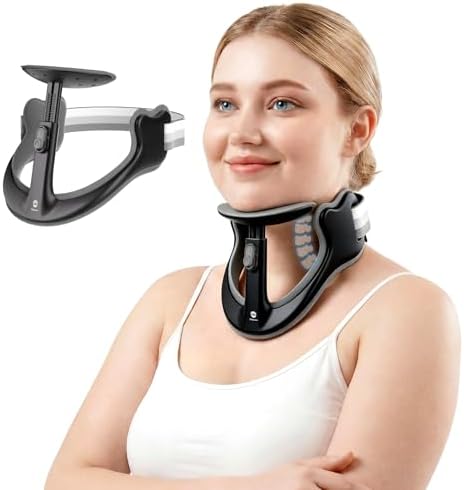 Posture Corrector for Neck & Cervical Spine Alignment - 360° Adjustable Neck Collar with 28 Levels, Memory Foam Support for Pain Relief, Tech Neck, Hump & Forward Head Posture (Black, X-Large)
