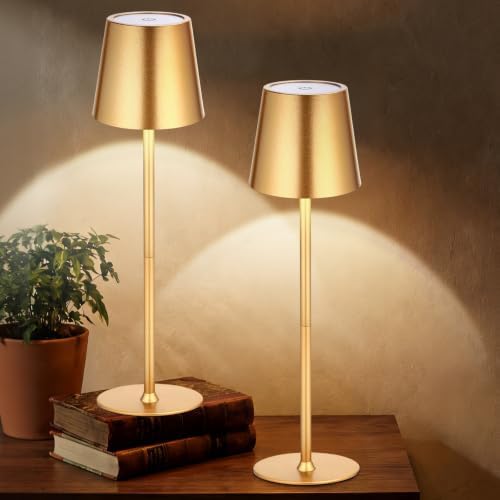 Retisee 2 Pack Cordless Table Lamp Portable Rechargeable Lamp, Gold