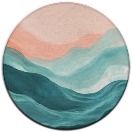 Circular Rugs Large Modern Round Area Rug Fashion Decor Mat for Home Office Abstract Painting Beach Sand Wave Pink Blue Teal