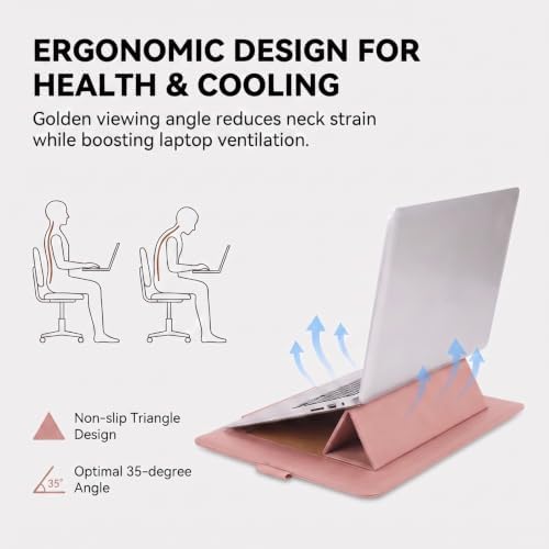 14 Inch Laptop Sleeve Case Leather Bag with Stand for Mac Book Pro