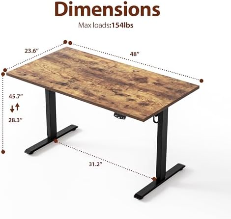 Agilestic 48*24 Inch Height Adjustable Electric Standing Desk, Rustic Brown