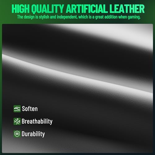 Ferghana PU Leather Gaming Chair, Ergonomic High Back Gamer Chair with Footrest and Linkage Armrest, Office Computer Video Game Chair for Adult, Grey/Black/Green