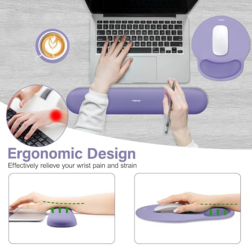 MOSISO Wrist Rest Support for Mouse Pad&Keyboard Set, Lavender Purple