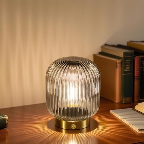 MJ PREMIER Rechargeable Table Lamp, Cordless Lamp with Memory Function,Gray