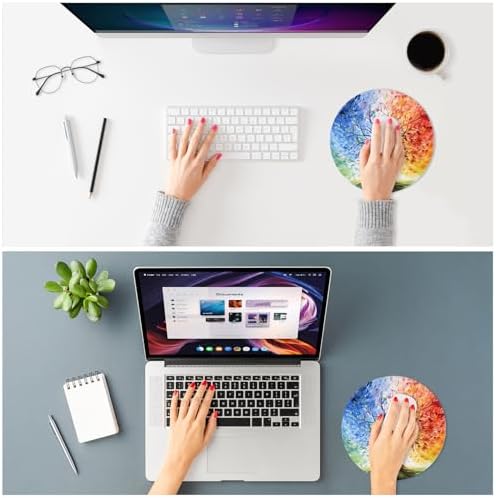 ITNRSIIET Mouse Pad Non-Slip Rubber Base Smooth Surface Stitched Edges Waterproof Durable Compatible with All Mice for Office & Gaming, Desk Accessory, Diameter 8.7 inch, SeasonTree