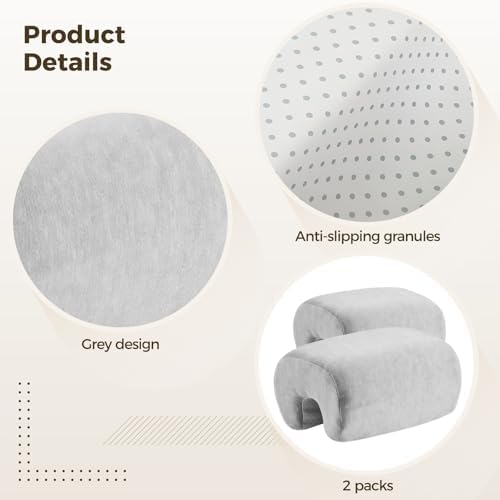 2 Pcs Office Chair Armrest Pads, Memory Foam Elbow Support, 7.9 x 5.7 x 3.9 in Ergonomic Design Arm Rest Heightening Pad, Non-Slip Bottom, Gray