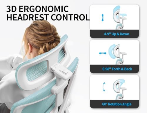 Ergonomic Office Chair: Mesh Desk Chair Comfy with Headrest& Lumbar Support