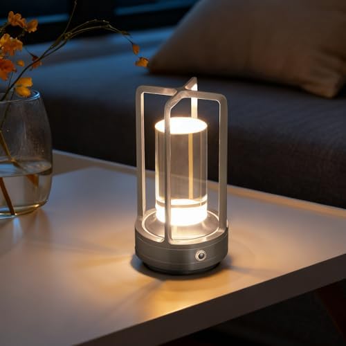 Rechargeable Table Lamp Cordless, Portable Metal Table Lamp