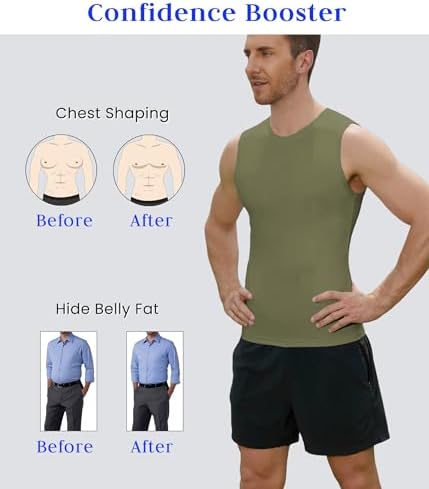 Compression Shirt Men Slimming Body Shaper Vest Crewneck Workout Tank Top