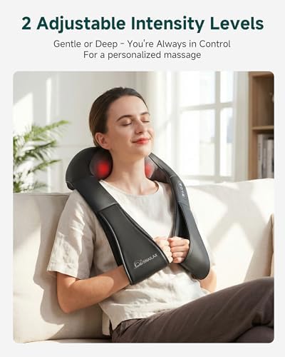 Shiatsu Neck & Shoulder Massager with Heat, Deep Tissue Back Massager