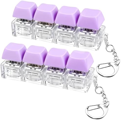 2 Pcs Keyboard Fidget Toy, Keyboard Fidget Keychain 4-in-1 Keyboard Decompression Button Finger Clicker Toys, Button Stress Relief Fidget Gifts for Adult to Relief Stress (Purple)