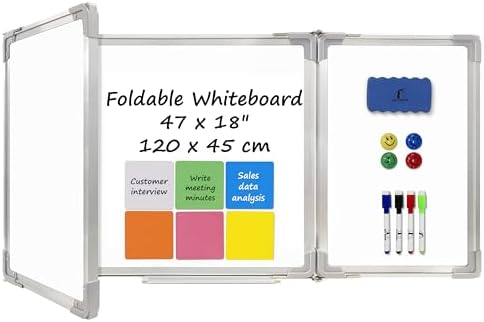 Whiteboard Set, 47x18 in White Board Dry Erase for Wall with Magnetic Notes