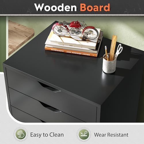 DEVAISE 5-Drawer Filing Cabinet, Under Desk file Cabinet, Black
