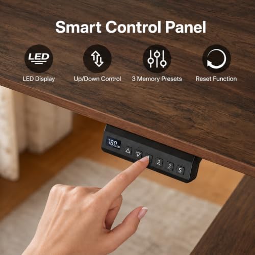NORTHSKY 55" L Shaped Electric Standing Desk with Drawers and Storage Cabinet, Height Adjustable Corner Desk with 3 Memory Presets for Home Office, Walnut & Distressed White