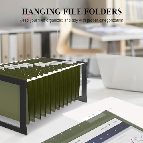 ViVin Hanging File Folders, 1/5-Cut Adjustable Tabs with 24 Per Box, 24 Pack Letter Size Hanging File Folders, Designed for Office Home School Filing Cabinet(Green)