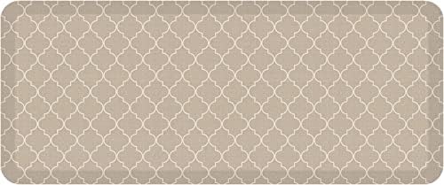 GelPro Anti-Fatigue Designer Comfort Kitchen Floor Mat, 20x48, Trellis Khaki Stain Resistant Surface with 3/4” Thick Ergo-Foam Core for Health and Wellness