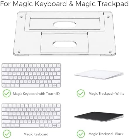 Transparent Stand and Trackpad Tray for Apple Magic Keyboard/Magic Trackpad, Ergonomic Keyboard Wrist Rest Holder Compatible with Magic Keyboard Without Numeric Keypad (Devices Not Included)