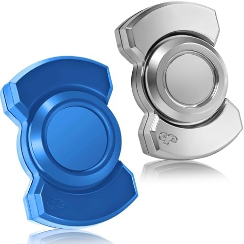 3-in-1 Fidget Spinner Toy for Adult Metal Slider Clicker Spinner Magnetic for Adult Men Office Desk Toy Stress Anxiety Relief ADHD Magnet EDC Cool Gadget Gifts Easter Basket Stuffer - Blue+Silver