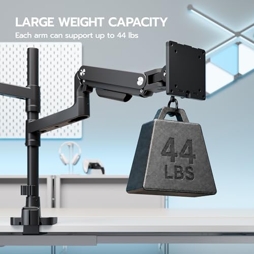 Dual Extra Tall Monitor Arm Desk Mount for 17-49 Inch Monitors, Black