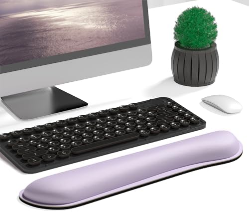 Dapesuom Enlarge Keyboard Wrist Rest, Cute Memory Foam Keyboard Wrist Cushion for Computer Desk Mats Support, Typing Pain Relief Ergonomic Mouse Pad Rests with Non-Slip Base for Gaming, Laptop, Purple